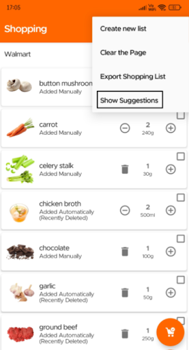 Show Suggestions option in overflow menu
